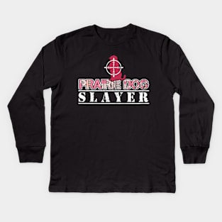 Pink Camouflage Prairie Dog Slayer Kids Long Sleeve T-Shirt